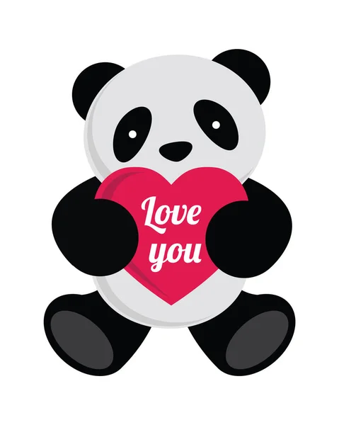 Panda Sosteniendo Corazón Ilustración Vectorial — Vector de stock