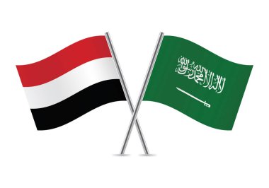 Saudi Arabia and Yemen flags. Vector illustration.