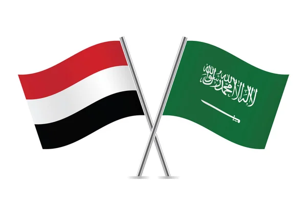 Saudi Arabia Yemen Flags Vector Illustration — Vector de stock
