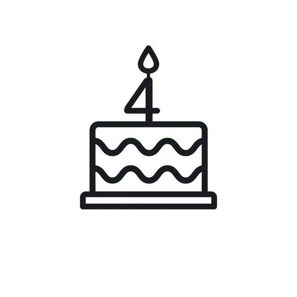 Birthday Cake Line Icon Candle Number Vector — Stock Vector