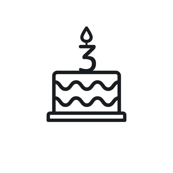 Іконка Лінії Торта День Народження Свічкою Векторні — стоковий вектор
