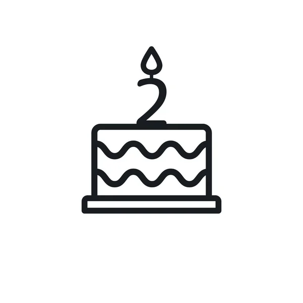 Birthday Cake Line Icon Candle Number Vector — Vector de stock