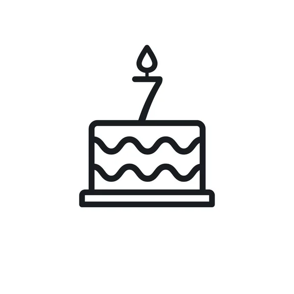 Іконка Лінії Торта День Народження Свічкою Номер Векторні — стоковий вектор