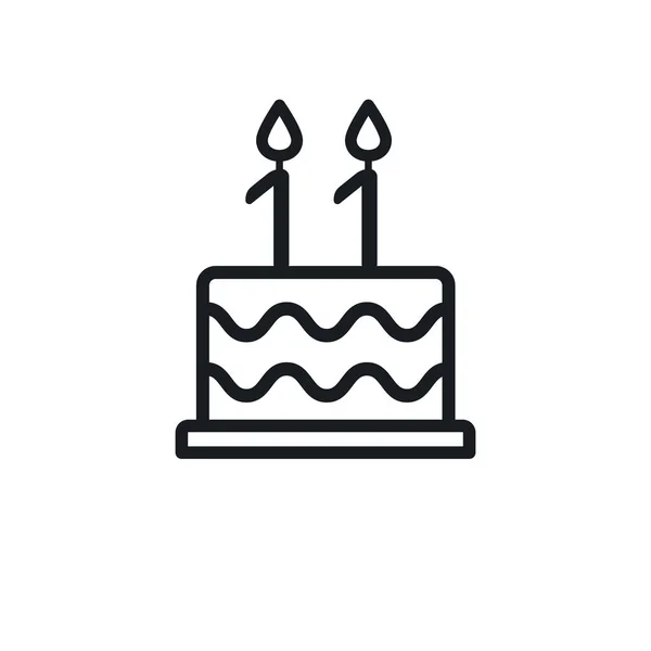 Birthday Cake Line Icon Candle Number Vector — Vettoriale Stock