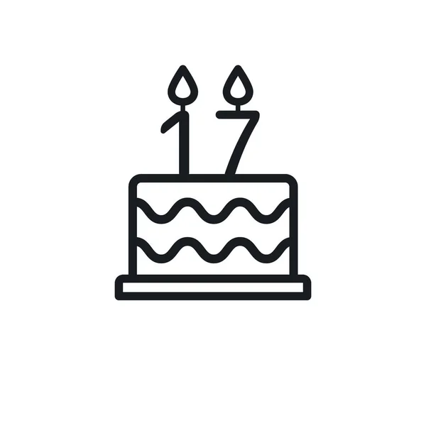 Birthday Cake Line Icon Candle Number Vector — Stockový vektor