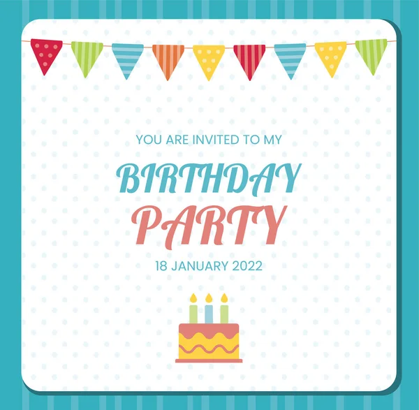 Kids Birthday Party Uitnodigingskaart — Stockvector