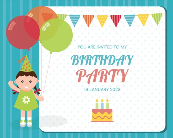 Kids Birthday Party Uitnodigingskaart — Stockvector