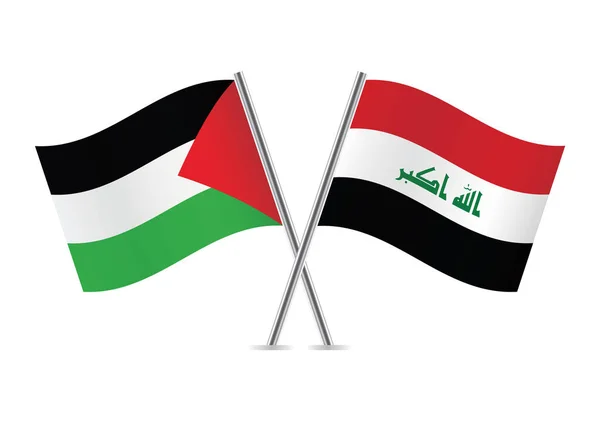 Palestine Iraq Flags Palestinian Iraqi Flags Isolated White Background Vector — Vector de stock