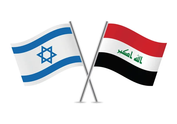 Israel Iraq Flags Israeli Iraqi Flags Isolated White Background Vector — Vector de stock