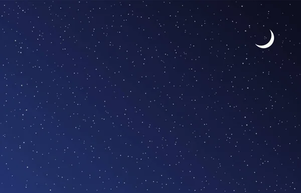 Night Sky Dark Blue Background Stars Moon Vector Illustration — Vetor de Stock