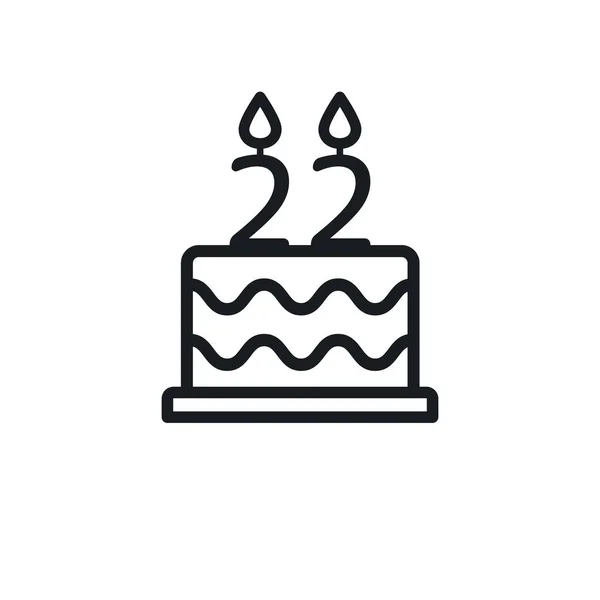 Birthday Cake Line Icon Candle Number Vector — Wektor stockowy