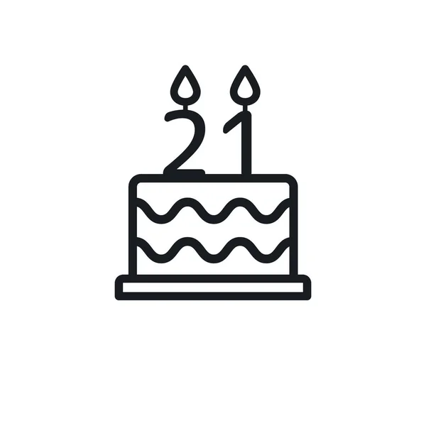 Birthday Cake Line Icon Candle Number Vector — Stock vektor