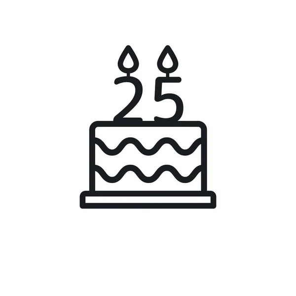 Birthday Cake Line Icon Candle Number Vector — стоковый вектор