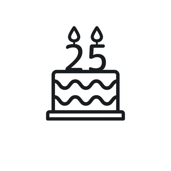 Birthday Cake Line Icon Candle Number Vector — Stockvector