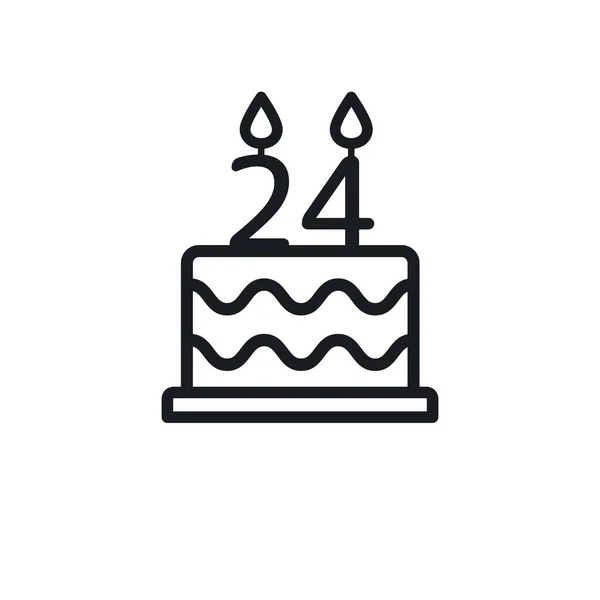 Birthday Cake Line Icon Candle Number Vector — Stock vektor