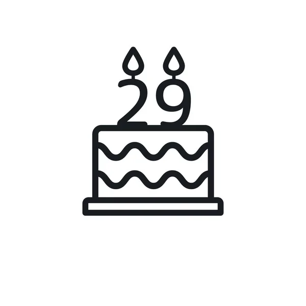 Birthday Cake Line Icon Candle Number Vector — Stockový vektor