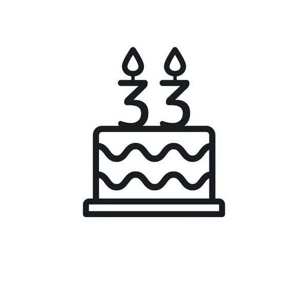 Birthday Cake Line Icon Candle Number Vector — 스톡 벡터