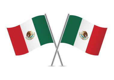 Mexico crossed flags. Mexican flags on white background. Vector icon set. Vector illustration. vector Mexico crossed flags. Mexican flags on white background. Vector icon set. Vector illustration. vector