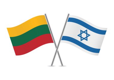 Lithuania and Israel flags. Lithuanian and Israeli flags, isolated on white background. Vector illustration.
