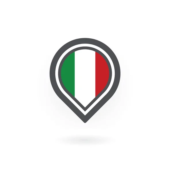 Απομονωμένος Πείρος Ιταλική Σημαία Εικονίδιο Τοποθεσίας — Διανυσματικό Αρχείο