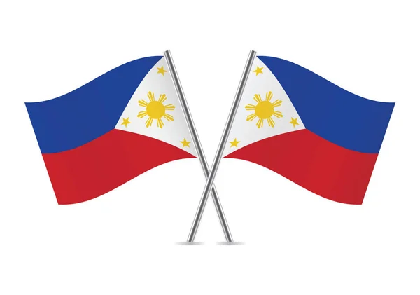 Philippines Crossed Flags Philippine Flags White Background Vector Icon Set — Stock Vector
