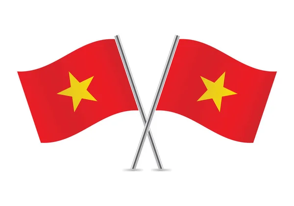 Vietnam Překročil Vlajky Vietnamské Vlajky Bílém Pozadí Ikona Vektoru Nastavena — Stockový vektor