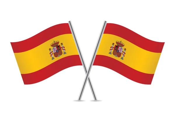 España Cruzó Banderas Banderas Españolas Sobre Fondo Blanco Conjunto Iconos — Vector de stock