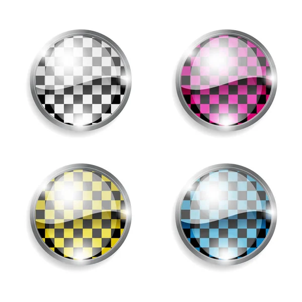 Vector Illustration Checkered Race Badges — Stock Vector