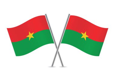 Burkina Faso bayrakları aştı. Beyaz arka planda Burkinabe bayrakları. Vektör simgesi ayarlandı. Vektör illüstrasyonu.