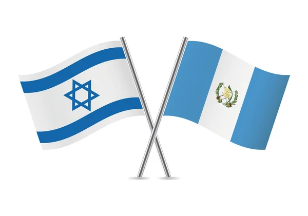 Israel República Guatemala Cruzaram Bandeiras Bandeiras Israelenses Guatemaltecas Fundo Branco — Vetor de Stock