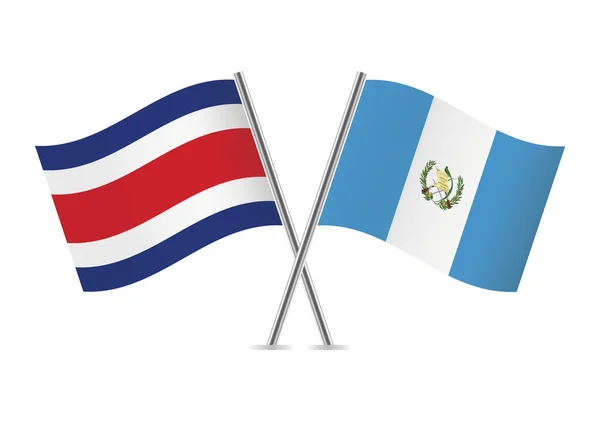 Costa Rica Guatemala Cruzaram Bandeiras Bandeiras Costa Rica Guatemala Fundo — Vetor de Stock