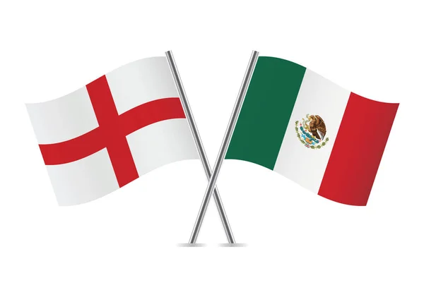 England Und Mexiko Kreuzten Flaggen Die Englischen Und Mexikanischen Flaggen — Stockvektor
