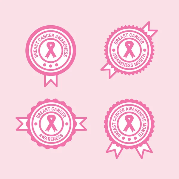 Breast Cancer Awareness Badges Vector — Archivo Imágenes Vectoriales
