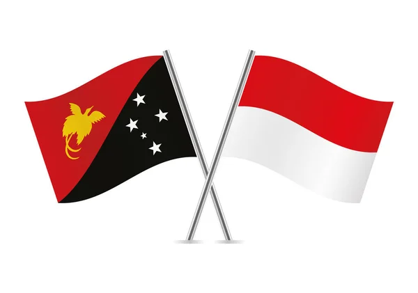 Papua New Guinea Indonesia Flags Papua New Guinean Indonesian Flags — стоковый вектор