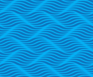 Mavi renkli su dalgası pürüzsüz desen. Vektör soyut tekrarlama arkaplanı.