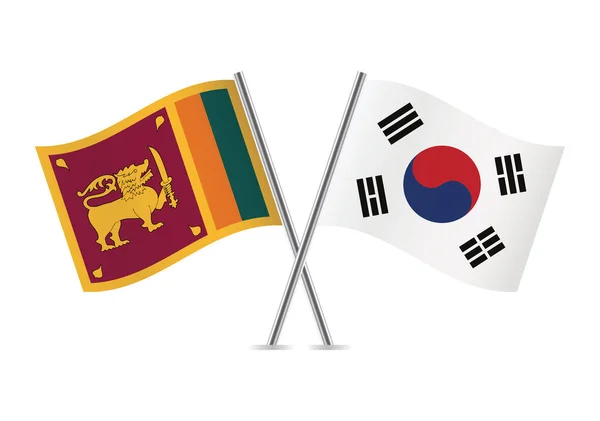 Sri Lanka Corea Del Sur Cruzaron Banderas Banderas Sri Lanka — Archivo Imágenes Vectoriales