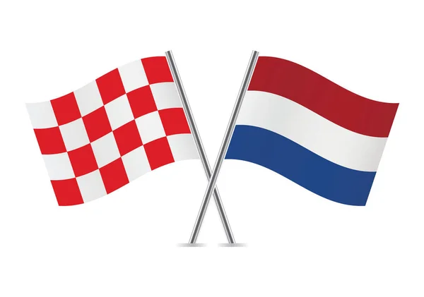 Brabante Septentrional Holanda Cruzaron Banderas Banderas Brabante Septentrional Holandesa Aisladas — Vector de stock