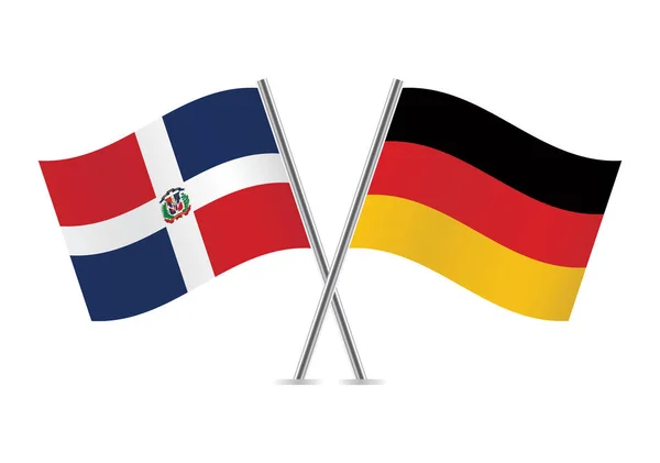 Die Dominikanische Republik Und Deutschland Kreuzten Flaggen Dominikanische Und Deutsche — Stockvektor