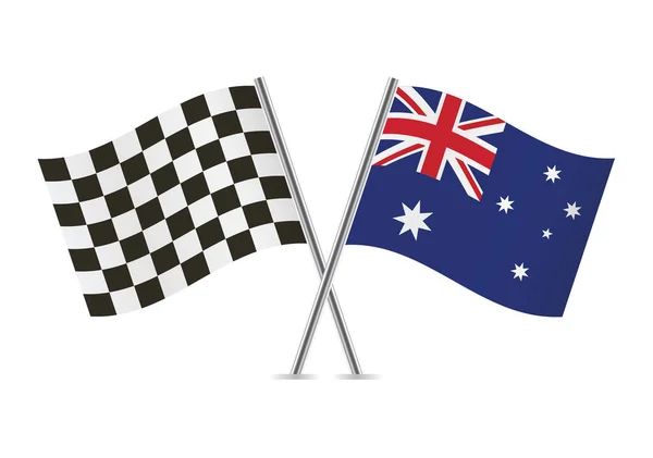 和澳大利亚交叉的旗帜 孤立的白色背景 矢量图标集 矢量说明 — 图库矢量图片