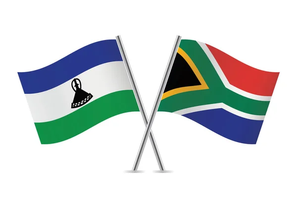 Royaume Lesotho Afrique Sud Ont Croisé Les Drapeaux Drapeaux Basotho — Image vectorielle