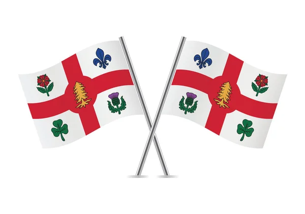 Монреаль Сити Скрестил Флаги Флаг Монреаля Белом Фоне Набор Значков — стоковый вектор