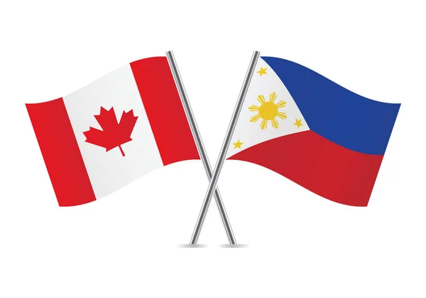 Canada Philippines Crossed Flags Canadian Philippine Flags White Background Vector — Stock Vector