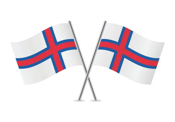 Faroe Islands Crossed Flags Faroes Flags White Background Vector Icon — Stock Vector