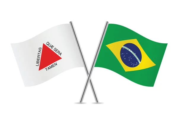 Minas Gerais Estado Sureste Brasil Brasil Cruzaron Banderas Sobre Fondo Gráficos vectoriales