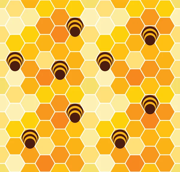 Patrón Panal Sin Costuras Con Abejas Fondo Vector Abstracto — Vector de stock