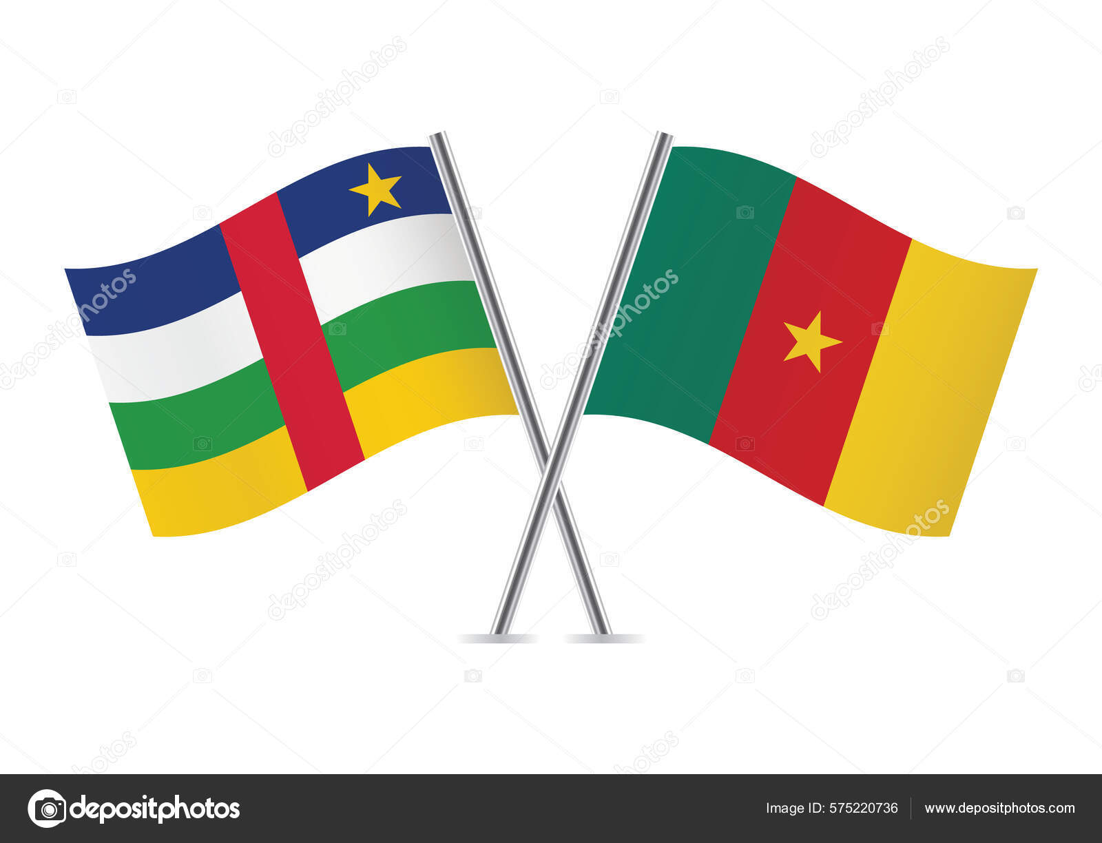 アフリカ中央部とカメルーンは旗を交わした 白を背景にしたセントラフリークとカメロニアンの旗 ベクトルアイコンセット ベクターイラスト ストックベクター C Sldesign
