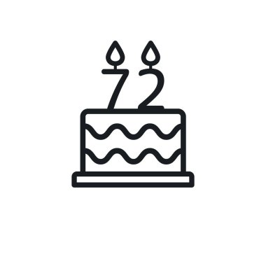 72 numaralı mumlu doğum günü pastası ikonu (72). Vektör.