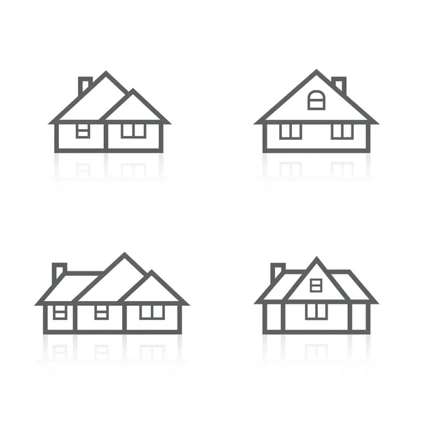 Cottage Casa Residenza Icona Lineare Alloggio Casa Appartamento Privato Simbolo — Vettoriale Stock