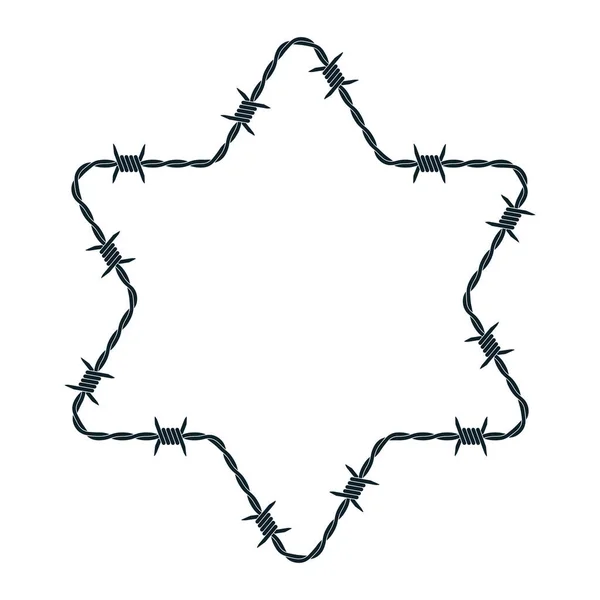 Star David Abstract Barbed Wire Six Pointed Star Vector Illustration — Stock Vector