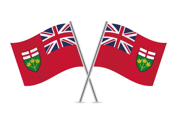 Онтарио Скрещивает Флаги Флаг Онтарио Белом Фоне Набор Значков Вектора — стоковый вектор